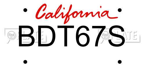 BDT67S California License Plate