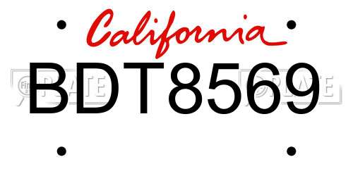 BDT8569 California License Plate