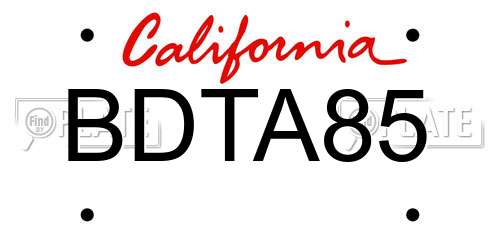 BDTA85 California License Plate