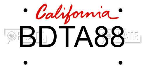 BDTA88 California License Plate