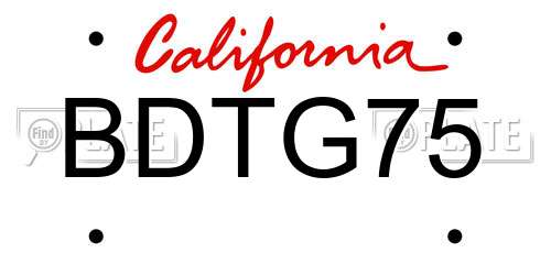 BDTG75 California License Plate
