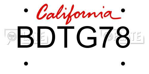 BDTG78 California License Plate