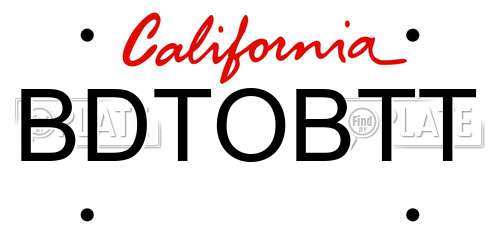 BDTOBTT California License Plate