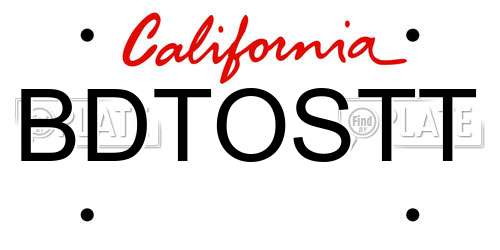 BDTOSTT California License Plate