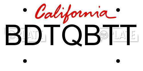 BDTQBTT California License Plate