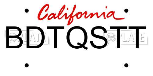 BDTQSTT California License Plate