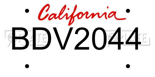 BDV2044 California License Plate