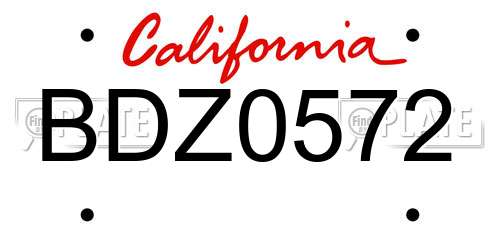 BDZ0572 California License Plate
