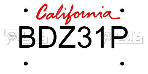 BDZ31P California License Plate