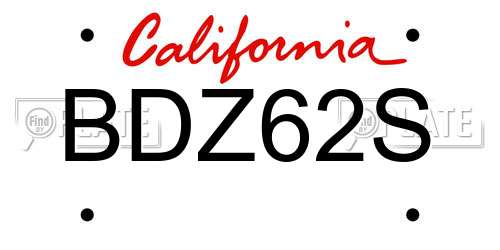 BDZ62S California License Plate
