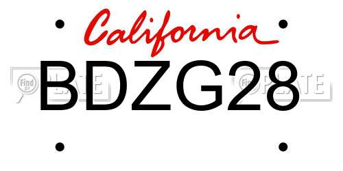 BDZG28 California License Plate