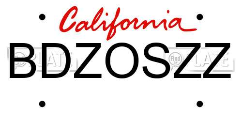 BDZOSZZ California License Plate