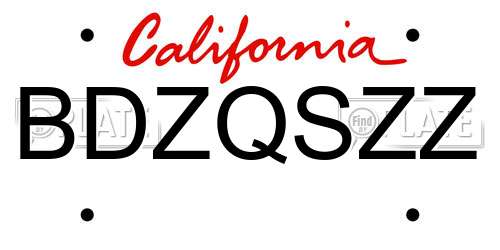 BDZQSZZ California License Plate