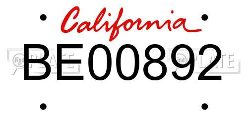BE00892 California License Plate