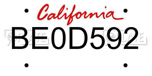 BE0D592 California License Plate