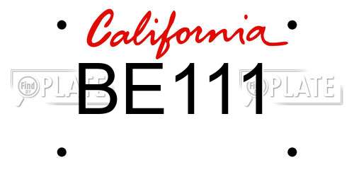 BE111 California License Plate