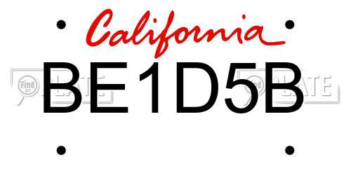 BE1D5B California License Plate