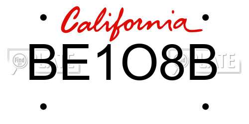 BE1O8B California License Plate