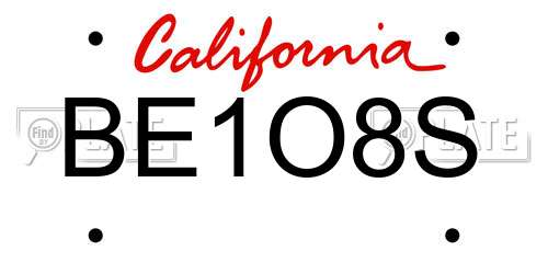 BE1O8S California License Plate