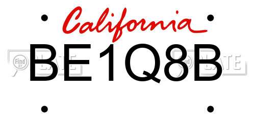 BE1Q8B California License Plate