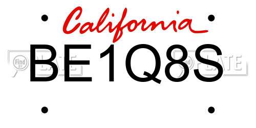 BE1Q8S California License Plate