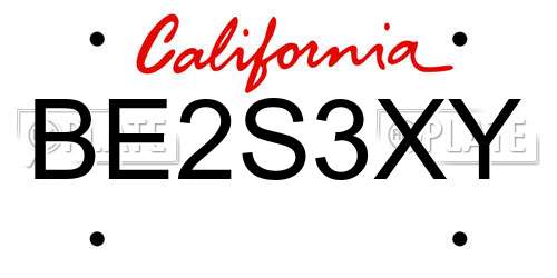 BE2S3XY California License Plate