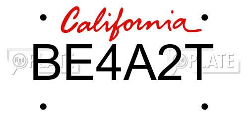 BE4A2T California License Plate