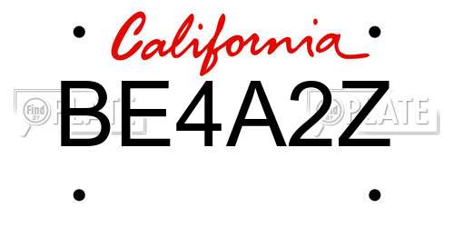 BE4A2Z California License Plate