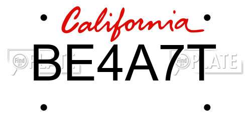 BE4A7T California License Plate