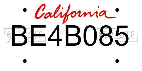 BE4B085 California License Plate