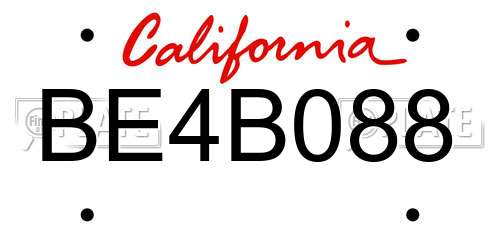 BE4B088 California License Plate