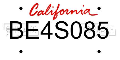 BE4S085 California License Plate