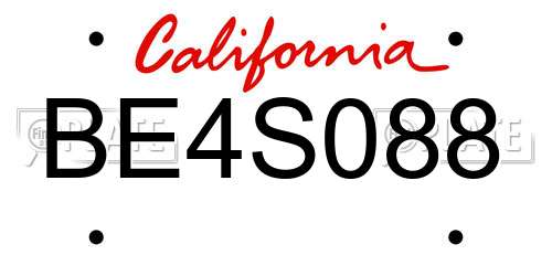 BE4S088 California License Plate