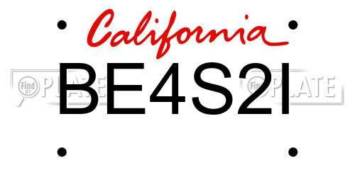 BE4S2I California License Plate