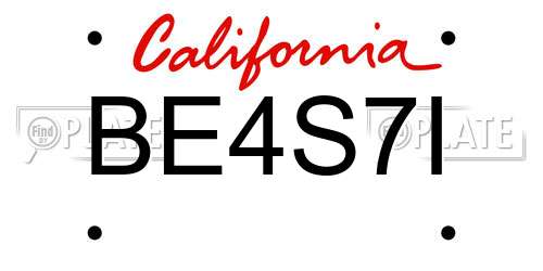 BE4S7I California License Plate