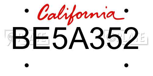 BE5A352 California License Plate