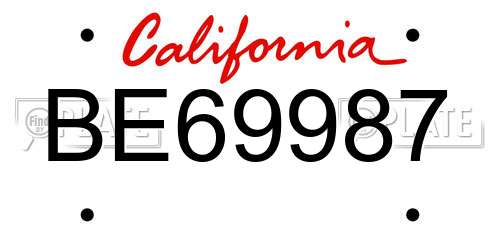 BE69987 California License Plate