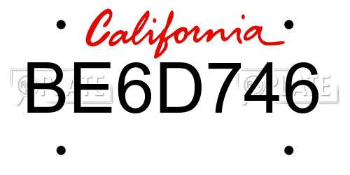 BE6D746 California License Plate