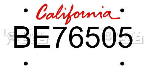 BE76505 California License Plate