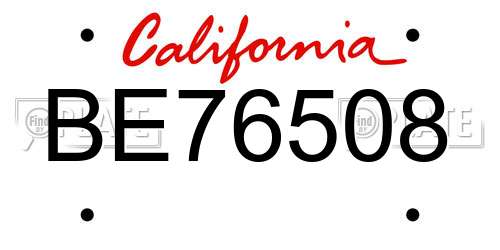 BE76508 California License Plate