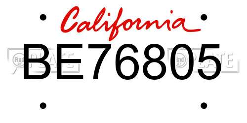 BE76805 California License Plate