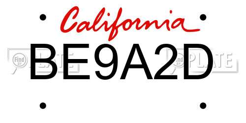 BE9A2D California License Plate