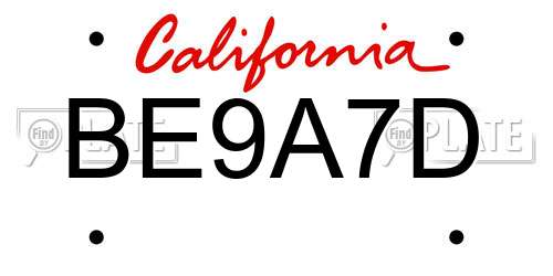 BE9A7D California License Plate