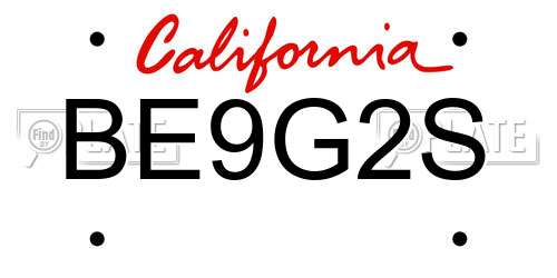 BE9G2S California License Plate