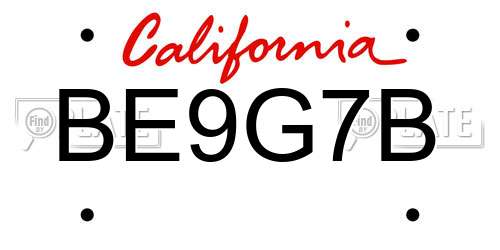 BE9G7B California License Plate