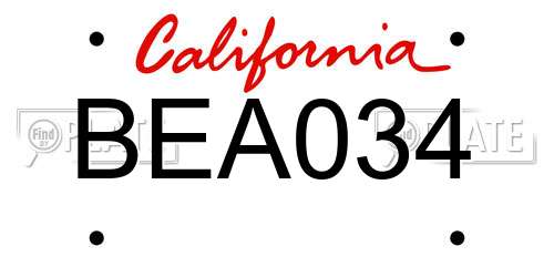 BEA034 California License Plate