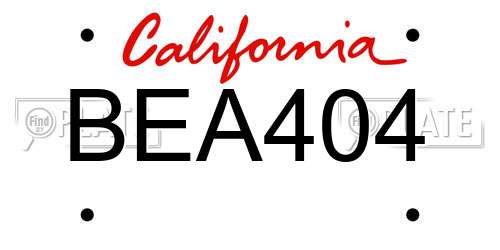 BEA404 California License Plate