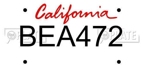 BEA472 California License Plate