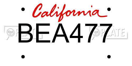BEA477 California License Plate