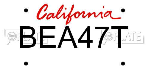BEA47T California License Plate